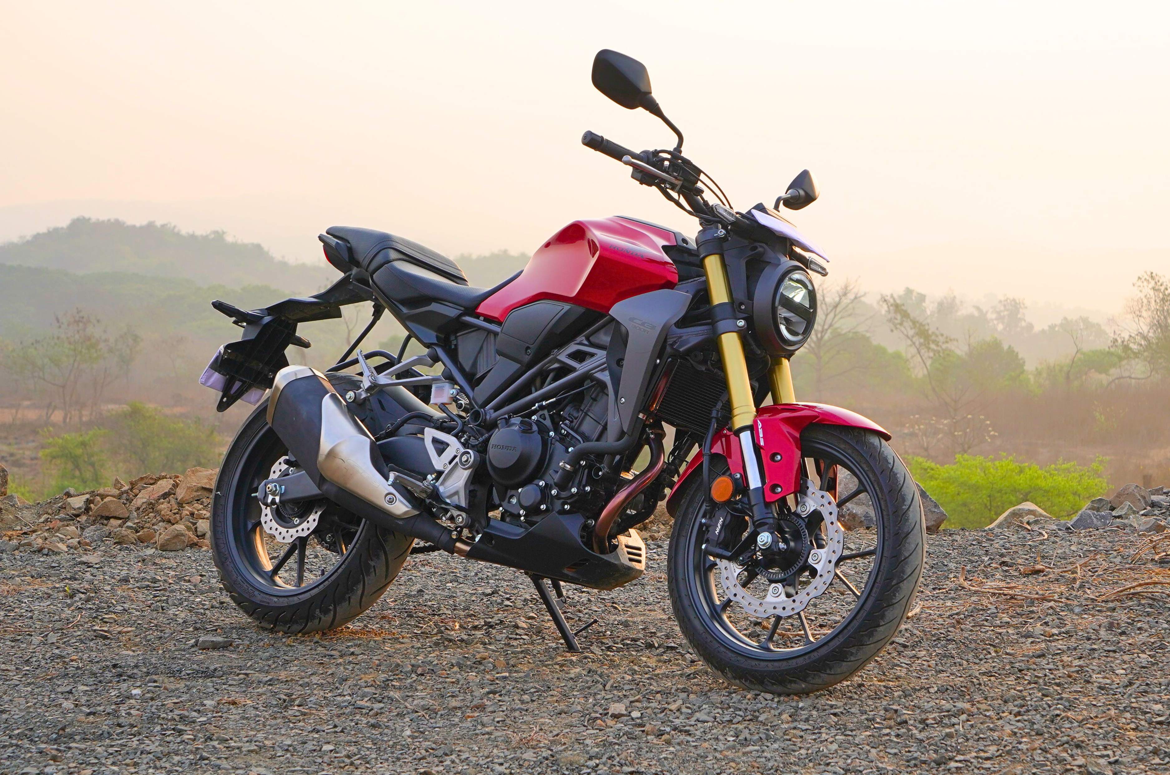 Honda CB300R front right static in field